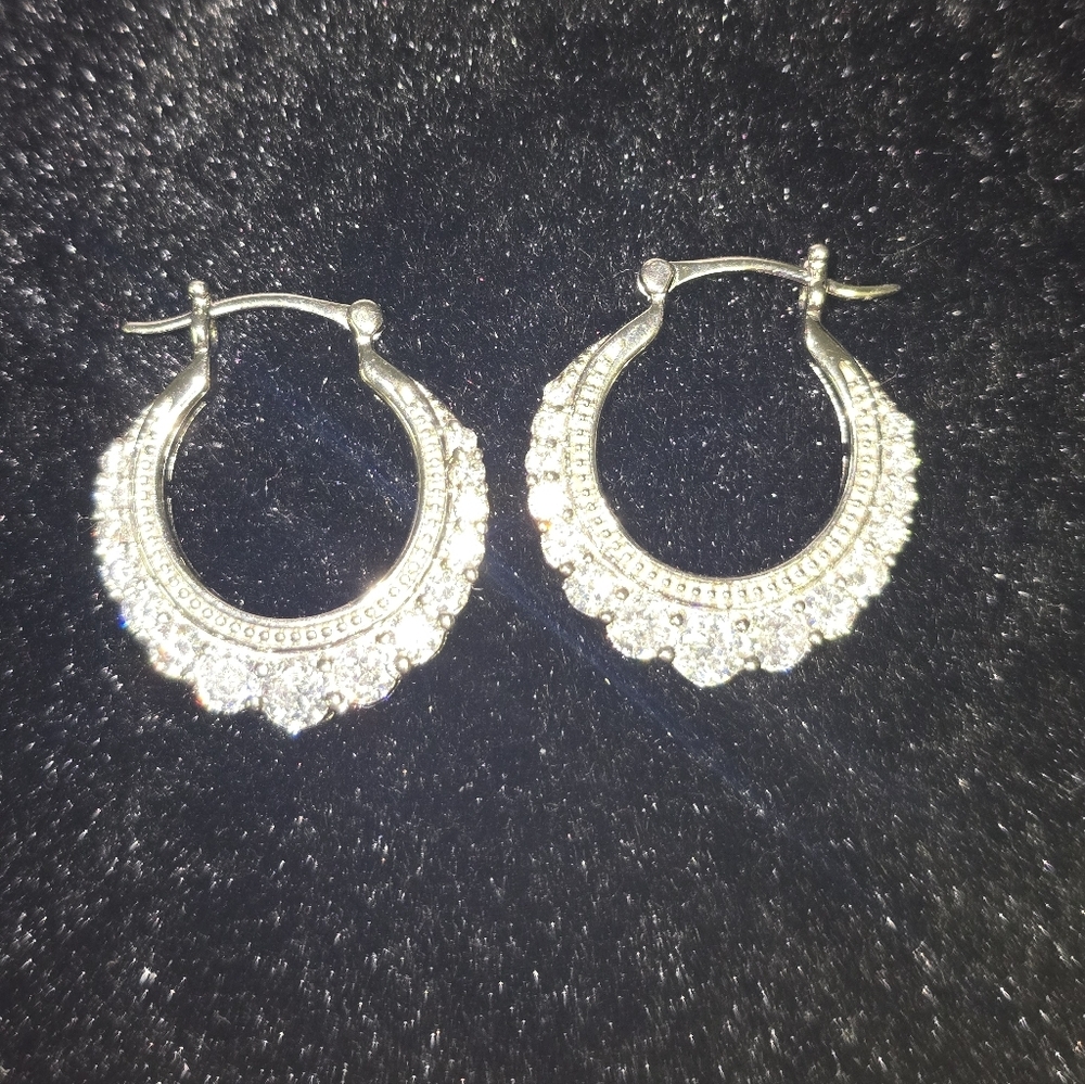 🆕️✨️Karis Simulated Diamond Hoop Earrings in Platinum Bond 4.10 ctw ✨️
